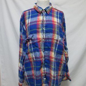 Polo Ralph Lauren 100% Linen plaid button down shirt twill Men Size 2XB 2X Big